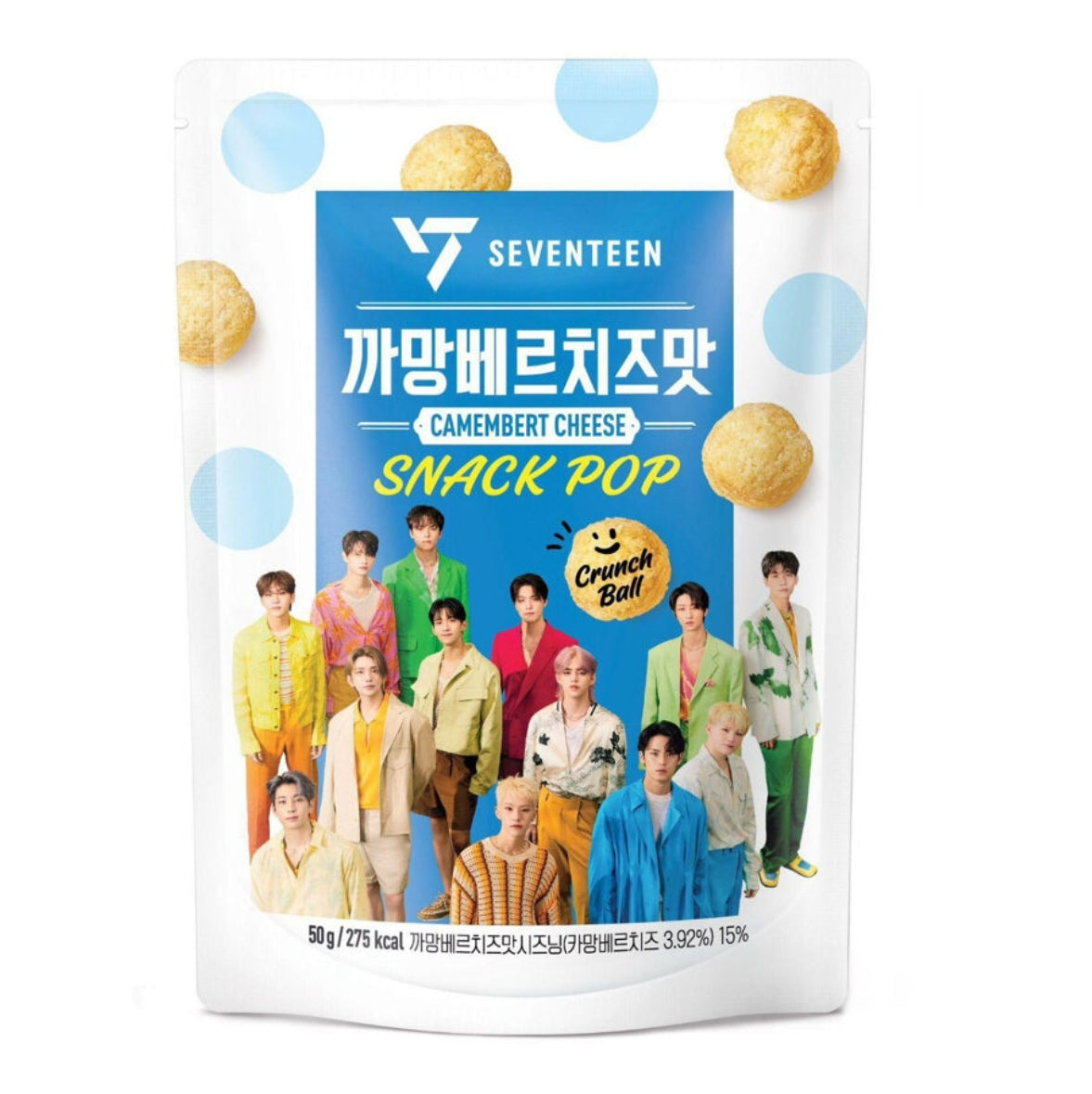 HY Seventeen Corn Snack Pop Camembert Cheese 50gx40 Seventeen 爆米花零食 卡门贝尔芝士味 잇츠온 세븐틴스낵팝까망베르치즈맛 50g