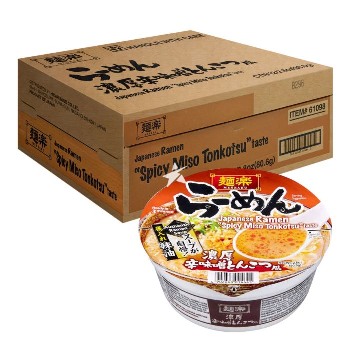 Hikari Menraku Cup Ramen Spicy Miso Tonkotsu Taste 80.6gx12 面乐杯面 辣味增猪骨味 麺楽 カップラーメン 辛味噌とんこつ風