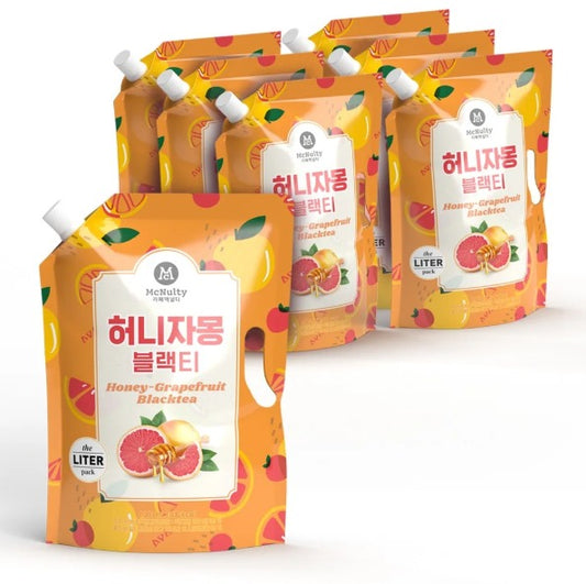 Mcnulty Honey Grapefruit Black tea 1000mlx6 McNulty 冰杯 蜂蜜柚子红茶 (대용량) 카페 맥널티 허니자몽블랙티 1L