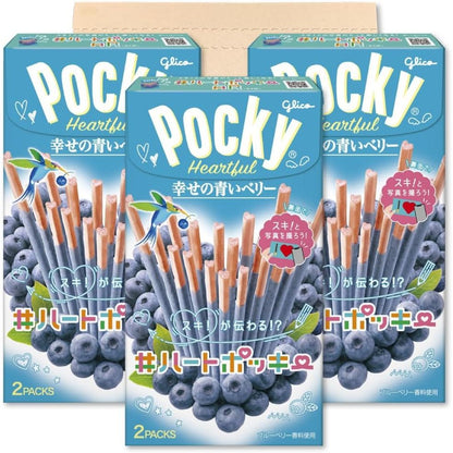Glico Pocky Heartful Blueberry 2P 54,6gx10 Glico Pocky 蓝莓味 グリコ　ポッキーハートフル＜幸せの青いベリー＞２袋