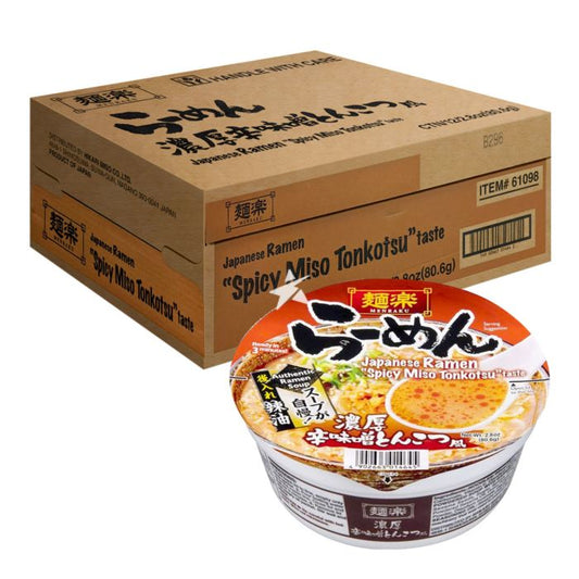 Hikari Menraku Cup Ramen Spicy Miso Tonkotsu Taste 80.6gx12 面乐杯面 辣味增猪骨味 麺楽 カップラーメン 辛味噌とんこつ風