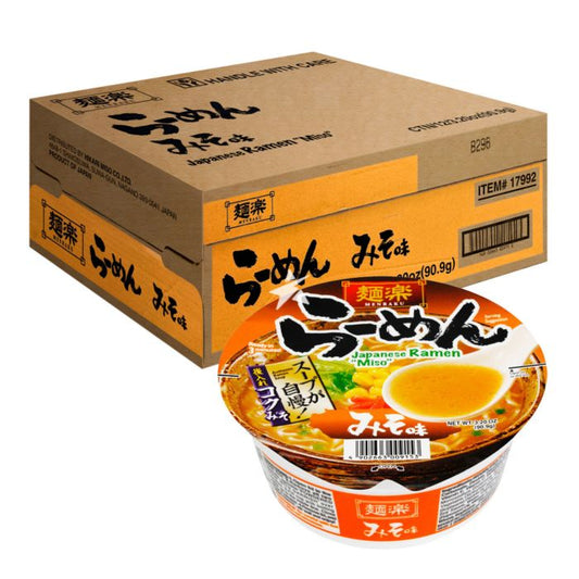 Hikari Miso Menraku Cup Ramen Miso 90.9g x12 面乐杯面拉面 味增味 麺楽 カップラーメン　みそ