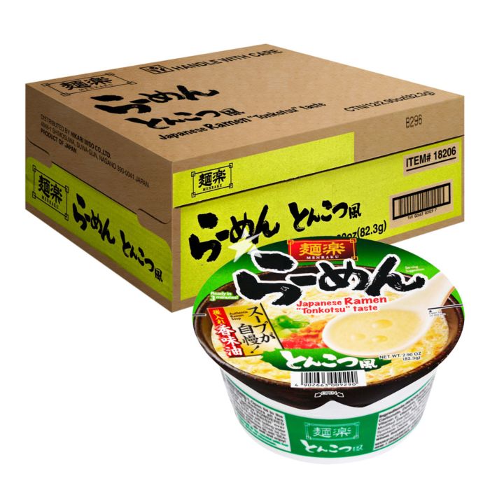 Hikari Miso Menraku Cup Ramen Tonkotsu Style 82.3g x12 面乐杯面 猪骨味 麺楽 カップラーメン　とんこつ風