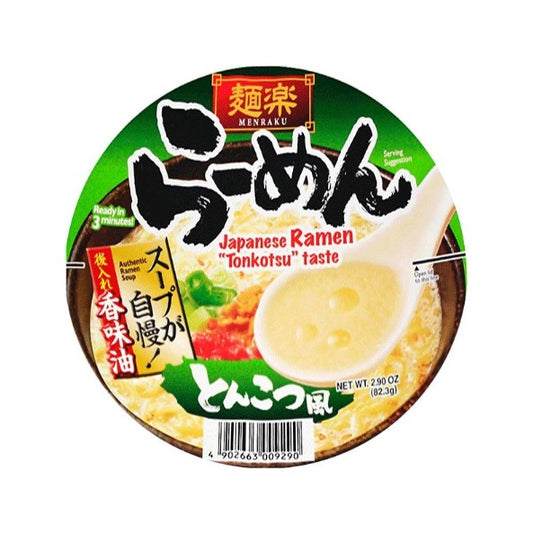 Hikari Miso Menraku Cup Ramen Tonkotsu Style 82.3g x12 面乐杯面 猪骨味 麺楽 カップラーメン　とんこつ風