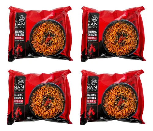 The Han Kitchen Flaming Chicken Original (No Meat) 138gx32 The Han 火鸡面风味拉面（无肉版） 더한 플레이밍 치킨(노미트) 118g